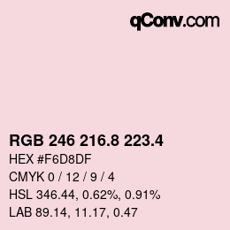 カラーコード: RGB 246 216.8 223.4 | qconv.com