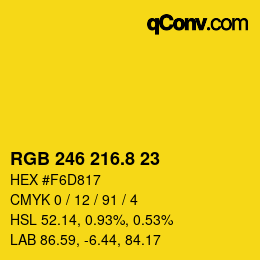 カラーコード: RGB 246 216.8 23 | qconv.com