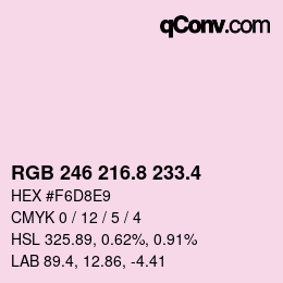 カラーコード: RGB 246 216.8 233.4 | qconv.com