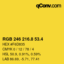 カラーコード: RGB 246 216.8 53.4 | qconv.com