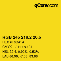 カラーコード: RGB 246 218.2 26.6 | qconv.com