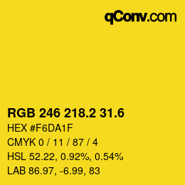 カラーコード: RGB 246 218.2 31.6 | qconv.com