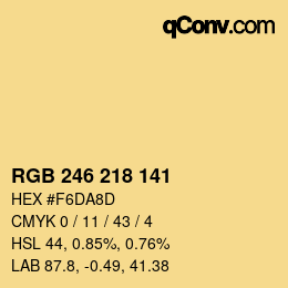 Código de color: RGB 246 218 141 | qconv.com