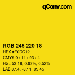 Color code: RGB 246 220 18 | qconv.com