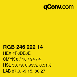 Code couleur: RGB 246 222 14 | qconv.com