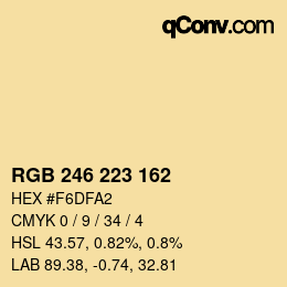 颜色代码: RGB 246 223 162 | qconv.com