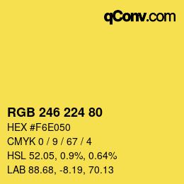颜色代码: RGB 246 224 80 | qconv.com