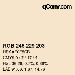 Code couleur: RGB 246 229 203 | qconv.com