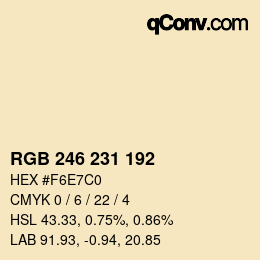 Color code: RGB 246 231 192 | qconv.com