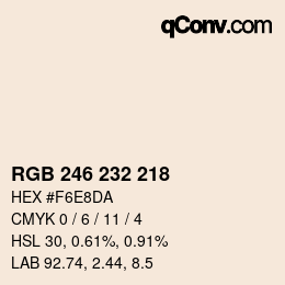 Color code: RGB 246 232 218 | qconv.com