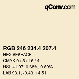 カラーコード: RGB 246 234.4 207.4 | qconv.com
