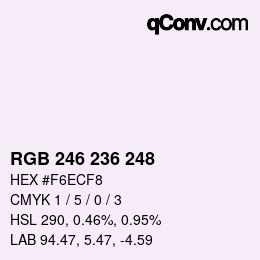 Color code: RGB 246 236 248 | qconv.com