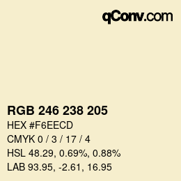Color code: RGB 246 238 205 | qconv.com