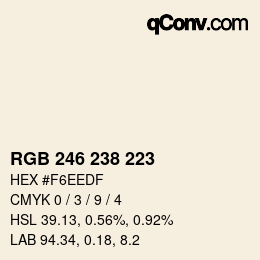 Color code: RGB 246 238 223 | qconv.com