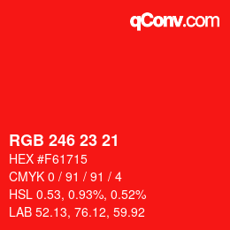Color code: RGB 246 23 21 | qconv.com