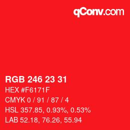 Color code: RGB 246 23 31 | qconv.com