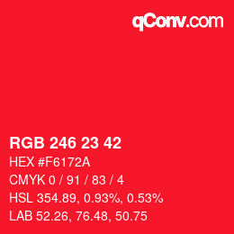 Color code: RGB 246 23 42 | qconv.com