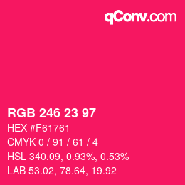 Color code: RGB 246 23 97 | qconv.com