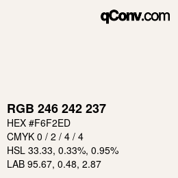 Color code: RGB 246 242 237 | qconv.com