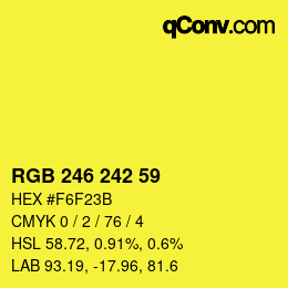 Color code: RGB 246 242 59 | qconv.com
