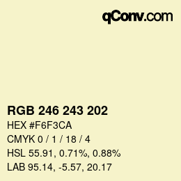 Código de color: RGB 246 243 202 | qconv.com