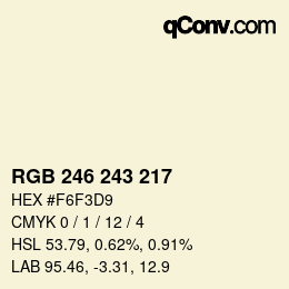 Color code: RGB 246 243 217 | qconv.com