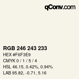 Color code: RGB 246 243 233 | qconv.com