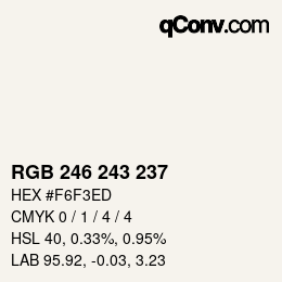 Color code: RGB 246 243 237 | qconv.com