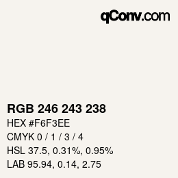 Color code: RGB 246 243 238 | qconv.com