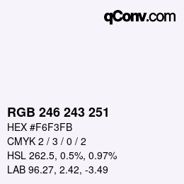 Color code: RGB 246 243 251 | qconv.com