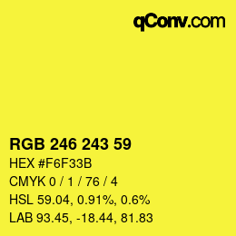 Color code: RGB 246 243 59 | qconv.com