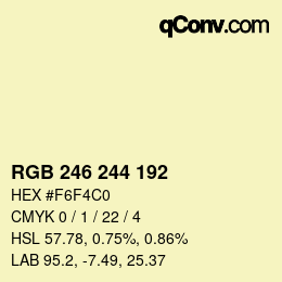 Código de color: RGB 246 244 192 | qconv.com