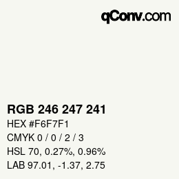 Color code: RGB 246 247 241 | qconv.com