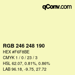 颜色代码: RGB 246 248 190 | qconv.com