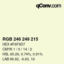 Código de color: RGB 246 249 215 | qconv.com