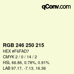 Código de color: RGB 246 250 215 | qconv.com