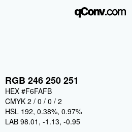 颜色代码: RGB 246 250 251 | qconv.com