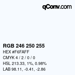 Color code: RGB 246 250 255 | qconv.com