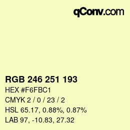 颜色代码: RGB 246 251 193 | qconv.com