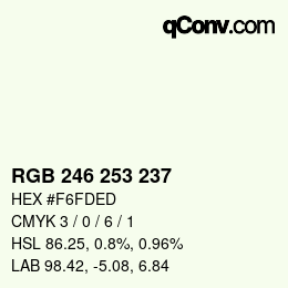 Código de color: RGB 246 253 237 | qconv.com