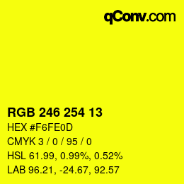 カラーコード: RGB 246 254 13 | qconv.com