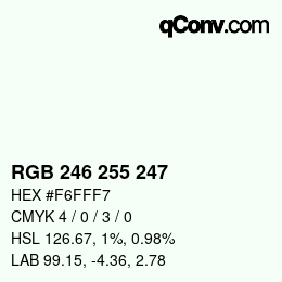 Código de color: RGB 246 255 247 | qconv.com