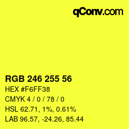 Color code: RGB 246 255 56 | qconv.com