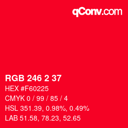 Color code: RGB 246 2 37 | qconv.com