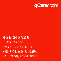 カラーコード: RGB 246 32 8 | qconv.com
