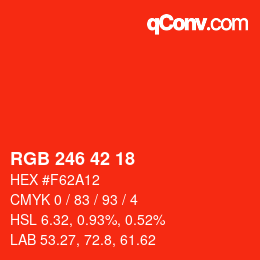 カラーコード: RGB 246 42 18 | qconv.com