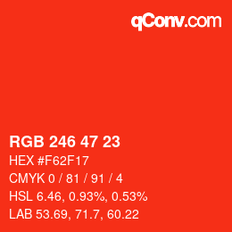 Color code: RGB 246 47 23 | qconv.com