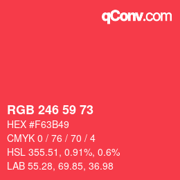 Color code: RGB 246 59 73 | qconv.com