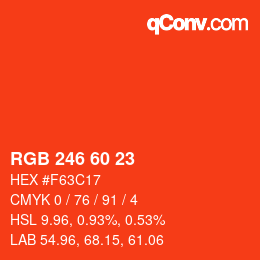 Color code: RGB 246 60 23 | qconv.com