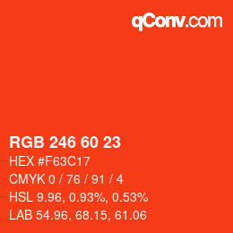 Color code: RGB 246 60 23 | qconv.com